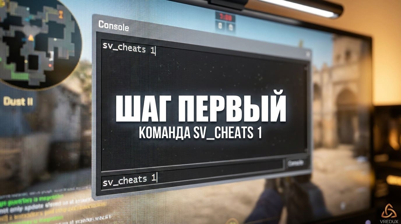ввод команды sv_cheats 1 и god в консоль